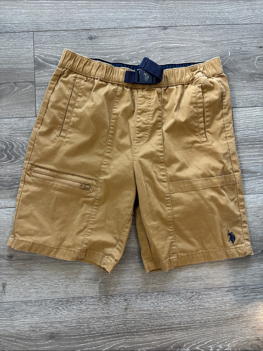 U.S. Polo Assn. Tan Cargo Shorts with Built-In Belt
